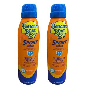 Banana Boat Sport Ultra SPF‎ 30 Clear Sunscreen Spray 6 oz Lot of 2 Exp 08/27